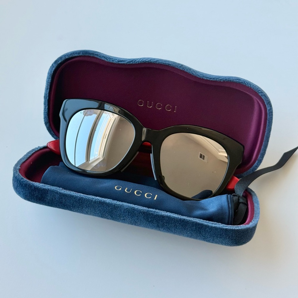 Gucci black/red Acetate frame Mirrored Sunglasses